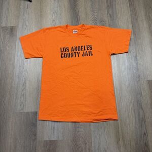 Los Angeles County Jail Shirt Mens Large Orange Graphic TND Tornado Activewear